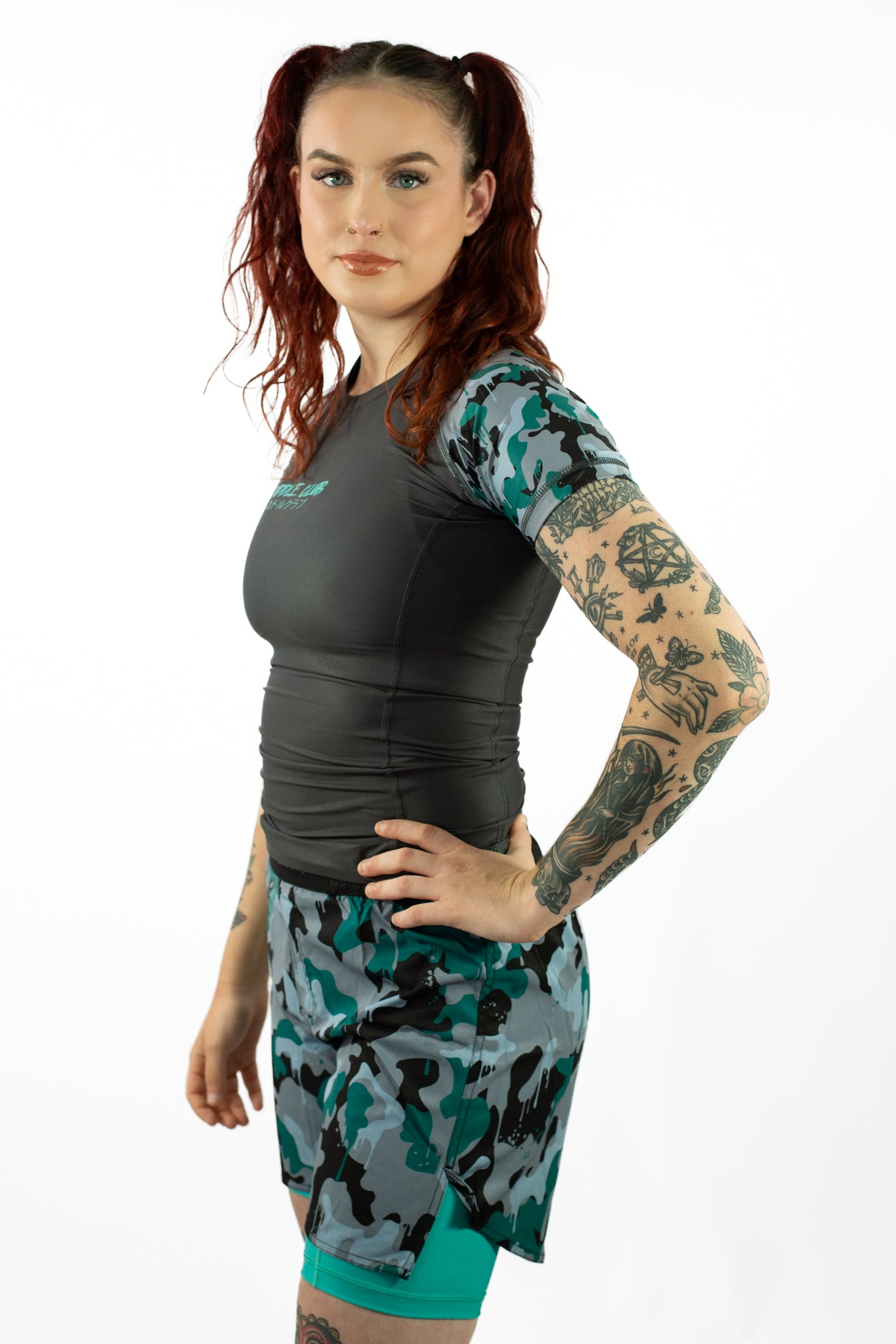 Green Camo - Female Short Sleeve Rash Guard