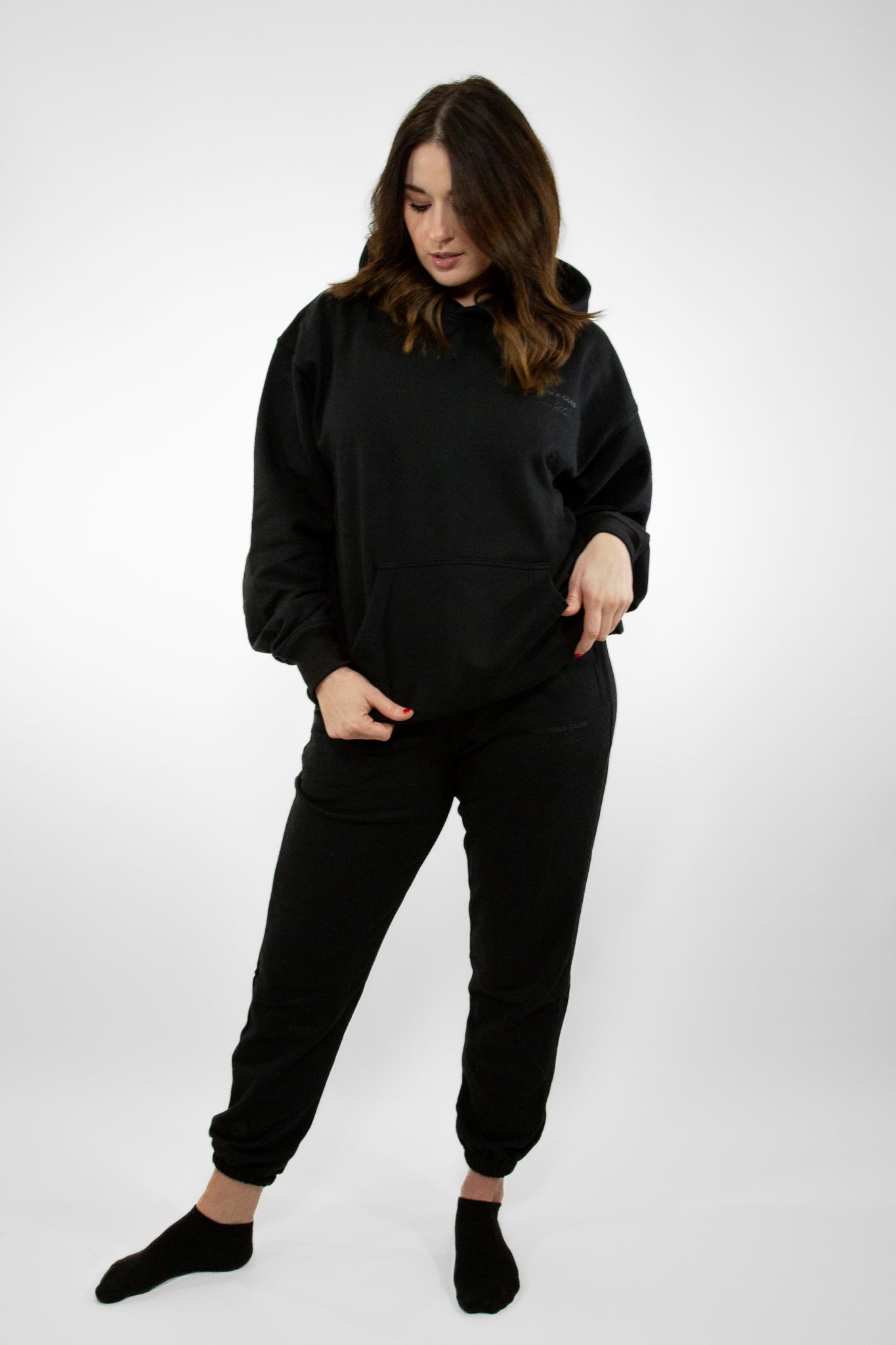 All Black 'Oversized Hoodie' Tracksuit - Unisex - £89.98