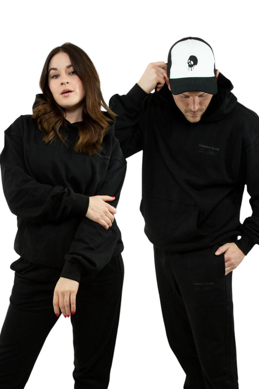 All Black 'Oversized Hoodie' Tracksuit - Unisex - £89.98