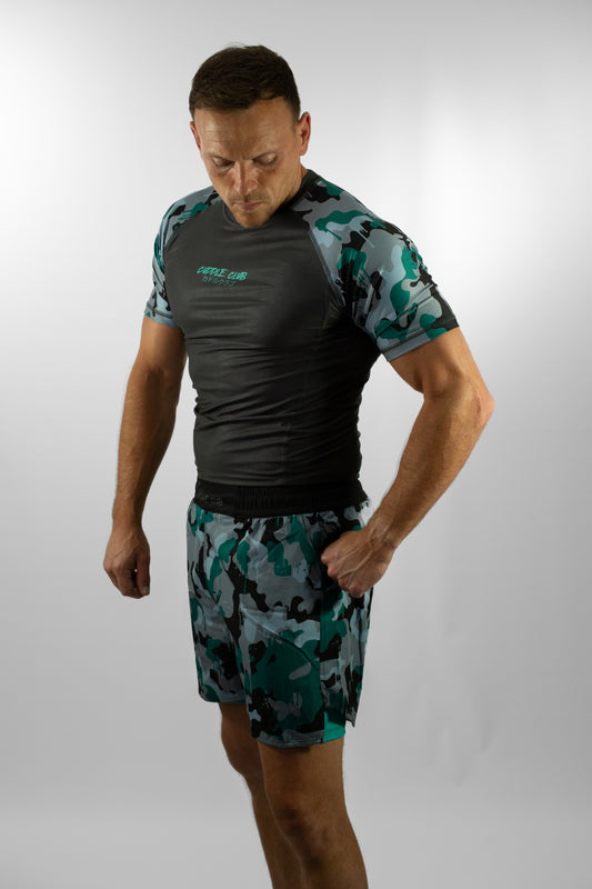 Green Camo - Short Sleeve Rash Guard